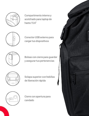 Mochila porta laptop Techzone Glory 17 pulgadas