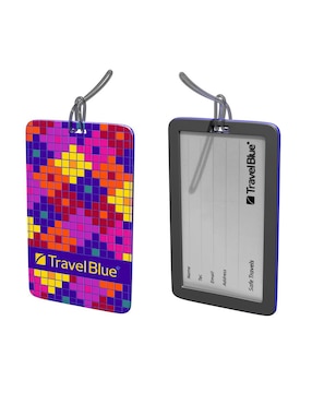Identificador Travel Blue Tetris forma rectangular de caucho