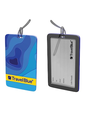 Identificador Travel Blue Ondas forma rectangular de caucho
