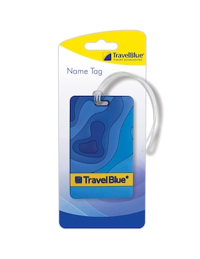 Identificador Travel Blue Ondas forma rectangular de caucho