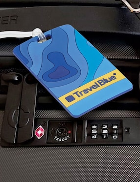 Identificador Travel Blue Ondas forma rectangular de caucho