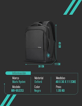 Mochila con portalaptop Mark Ryden impermeable unisex