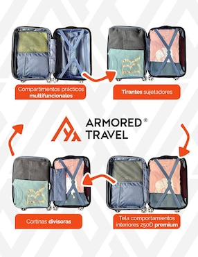 Maleta con ruedas de mano Armored Travel Carry On Dark