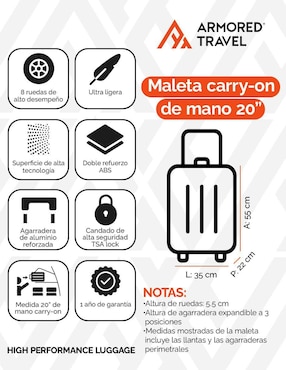 Maleta con ruedas de mano Armored Travel