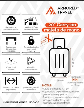 Maleta con ruedas de mano Armored Travel