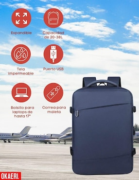 Mochila para viaje Okaeri impermeable unisex