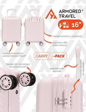 Set maletas carry on Armored Travel 2 Pack Llantas Desmontables