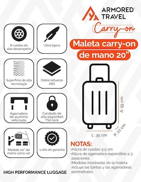 Maleta con ruedas de mano Armored Travel Carry-On Chess