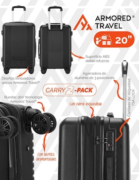 Set maletas de mano Armored Travel 2 Pack Llantas Desmontables