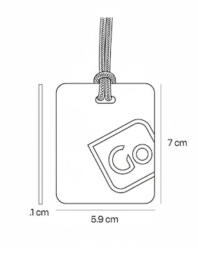 Identificador Go Travel forma rectangular de poliéster