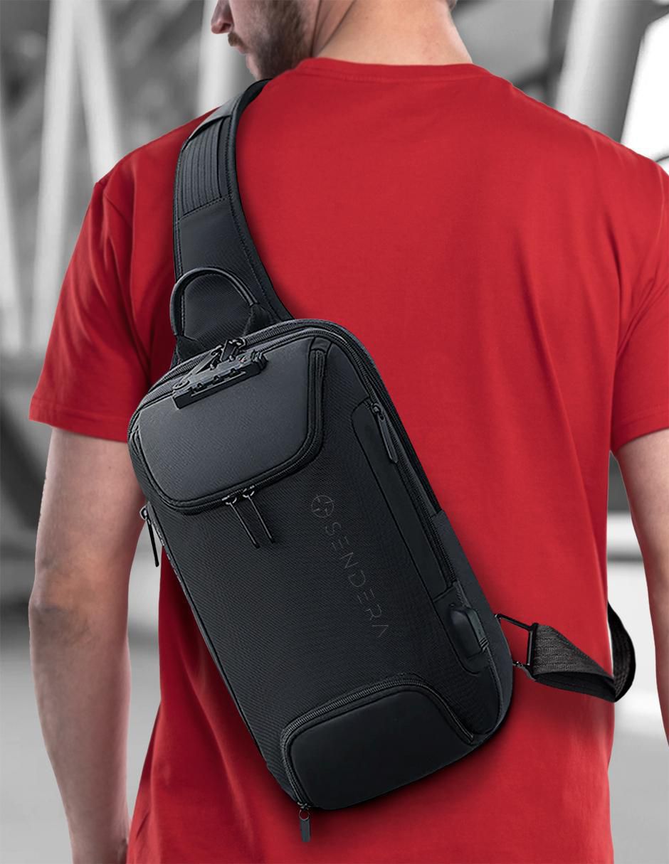 Mochila bandolera Crossbody impermeable unisex 14
