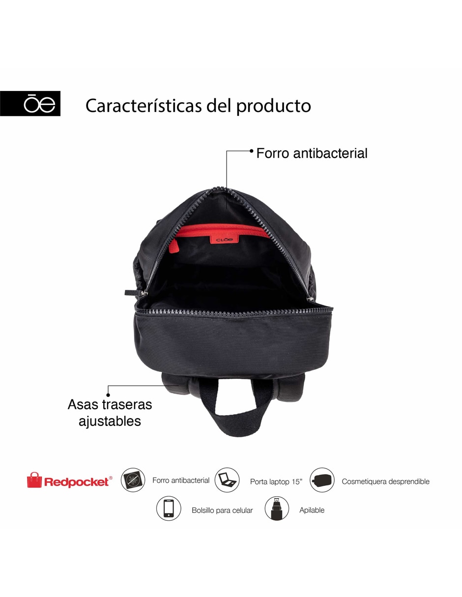 MOCHILA CLOE ROBALI, NEGRO