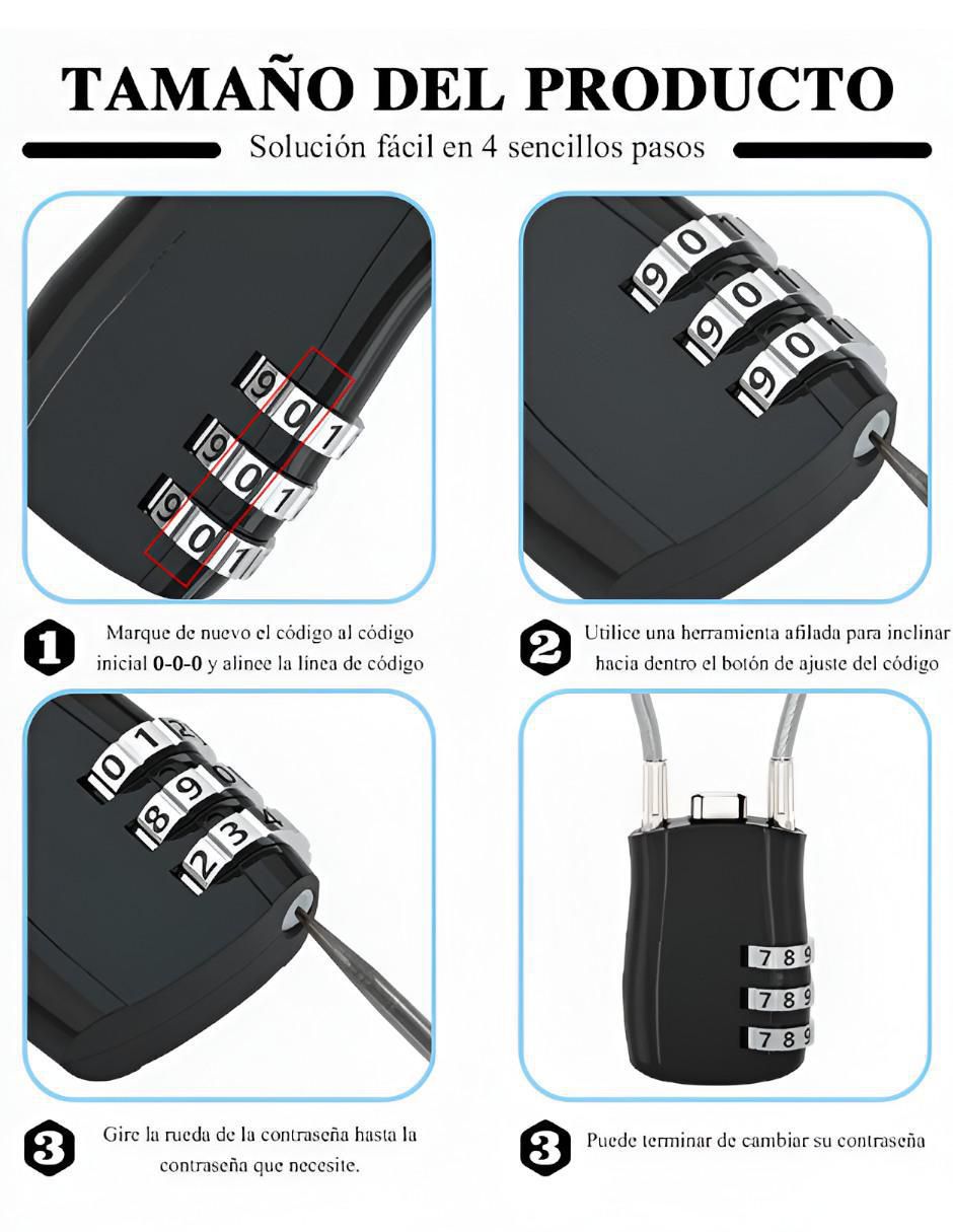 Set de candados de alta seguridad de combinación 3