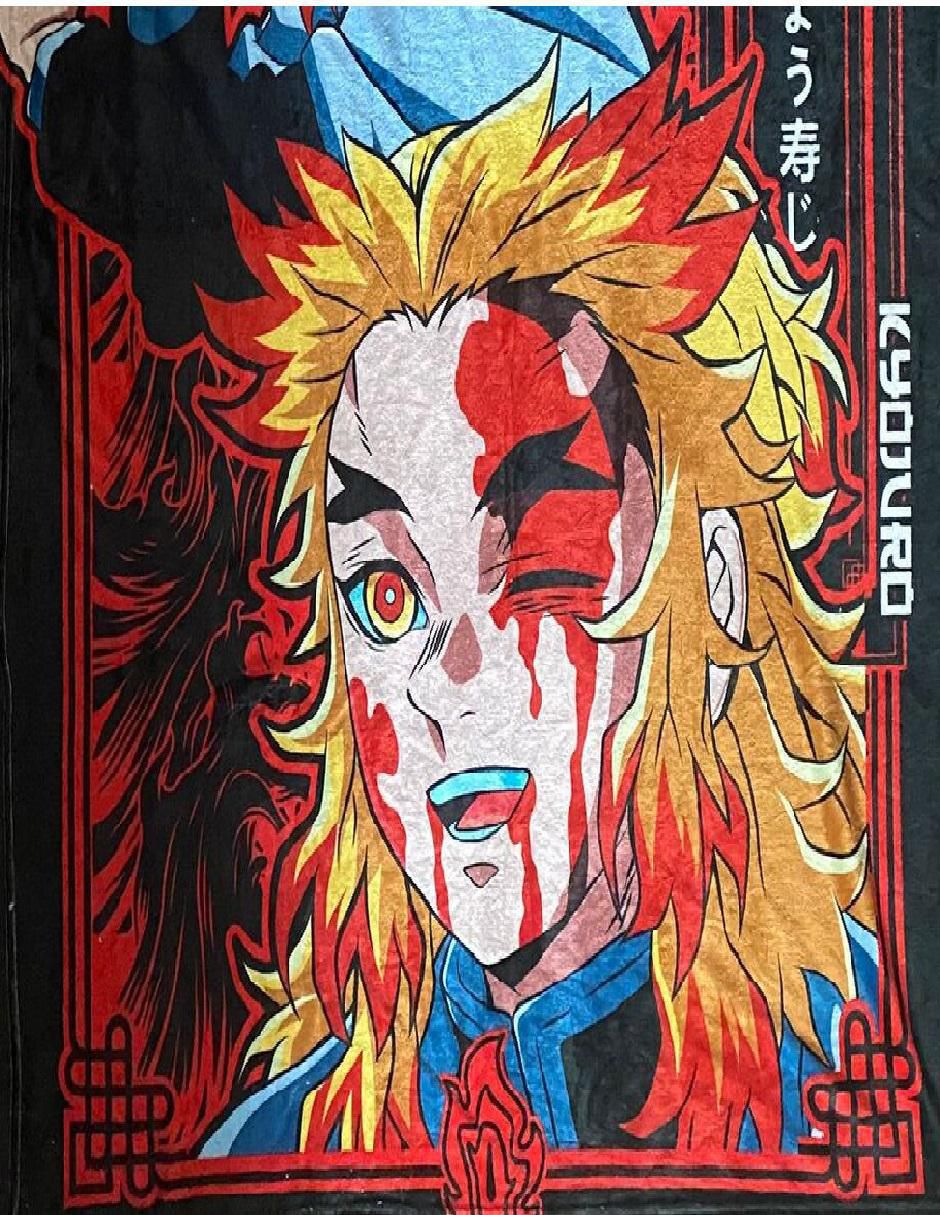 Cobija clásica de tejido suave Rengoku Kyojuro 2